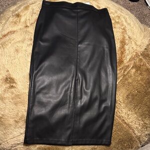 LOFT Charcoal Leather Skirt